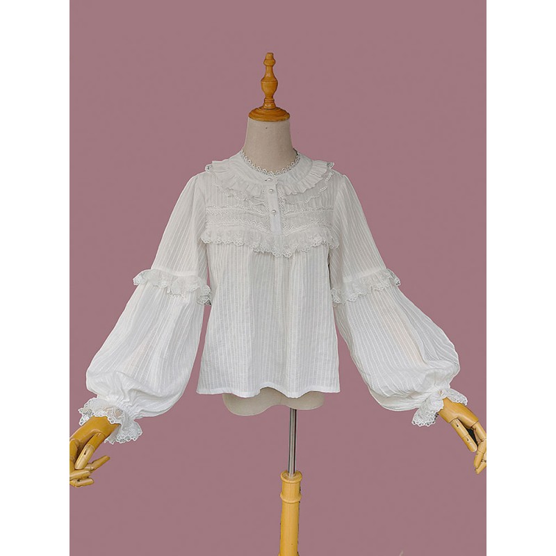 Classic Lolita Blouses Infanta White Long Sleeves Lolita Shirt Spring