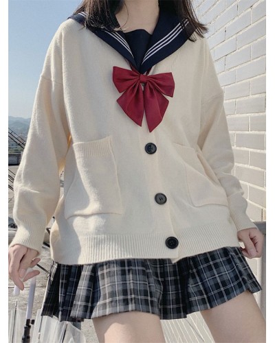 Ecru White Lolita Cardigan Polyester Long Sleeves Lolita Sweater Outwears Spring Fall Winter