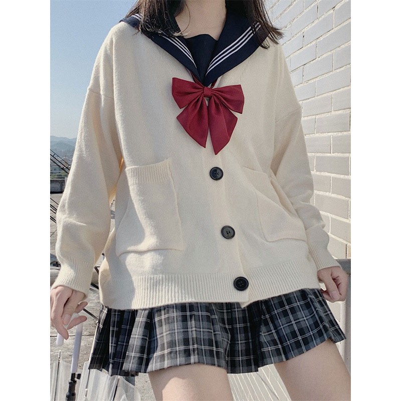 Ecru White Lolita Cardigan Polyester Long Sleeves Lolita Sweater Outwears Spring Fall Winter