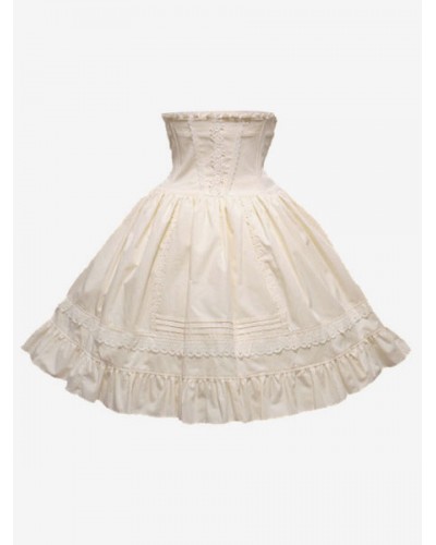 Classic Lolita Skirt SK Cotton Ruffles Two Tone High Rise Lolita Skirt Spring Summer Fall Winter