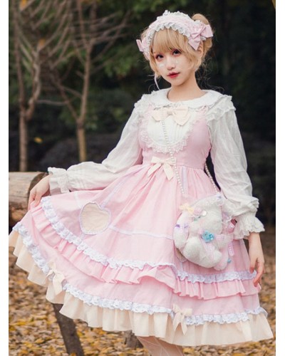 Sweet Lolita JSK Dress Neverland Bows Ruffles Lolita Jumper Skirts