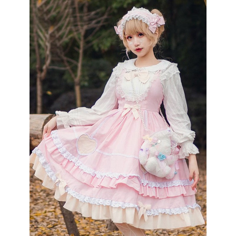 Sweet Lolita JSK Dress Neverland Bows Ruffles Lolita Jumper Skirts