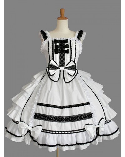 Classic Lolita JSK Dress Ruffles White Lolita Jumper Skirts