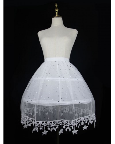 White Lolita Petticoats Lace Polyester Gothic Lolita Petticoat Stars Print  Lolita Skirt Gothic Lolita Petticoat Daily Casual