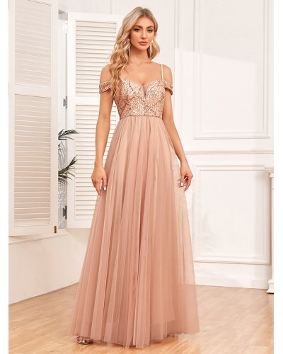 Women Elegant Party Dresses Backless A-Line Semi Formal Dress Maxi Fall