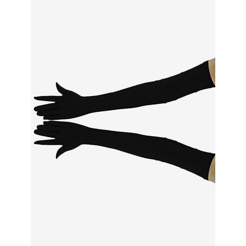 Unisex Lycra Spandex Black Stretchy Halloween Costume Accessories Halloween Gloves Solid