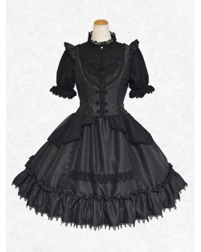 Classical Lolita Dress Polyester Sleeveless Classic Lolita Dresses Black