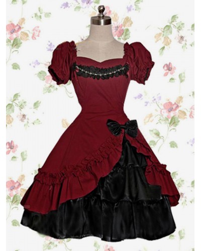 Gothic Lolita OP Dress Lace Ruffle Bow Lolita One Piece Dress Classic  Traditional Spring Summer