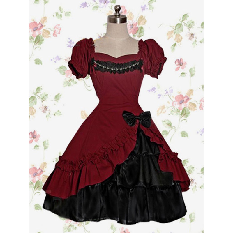 Gothic Lolita OP Dress Lace Ruffle Bow Lolita One Piece Dress Classic  Traditional Spring Summer