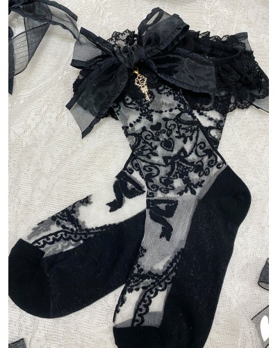 Lolita Stocking Black Lace Accessory Polyester Lace Lolita Socks Steampunk Daily Casual