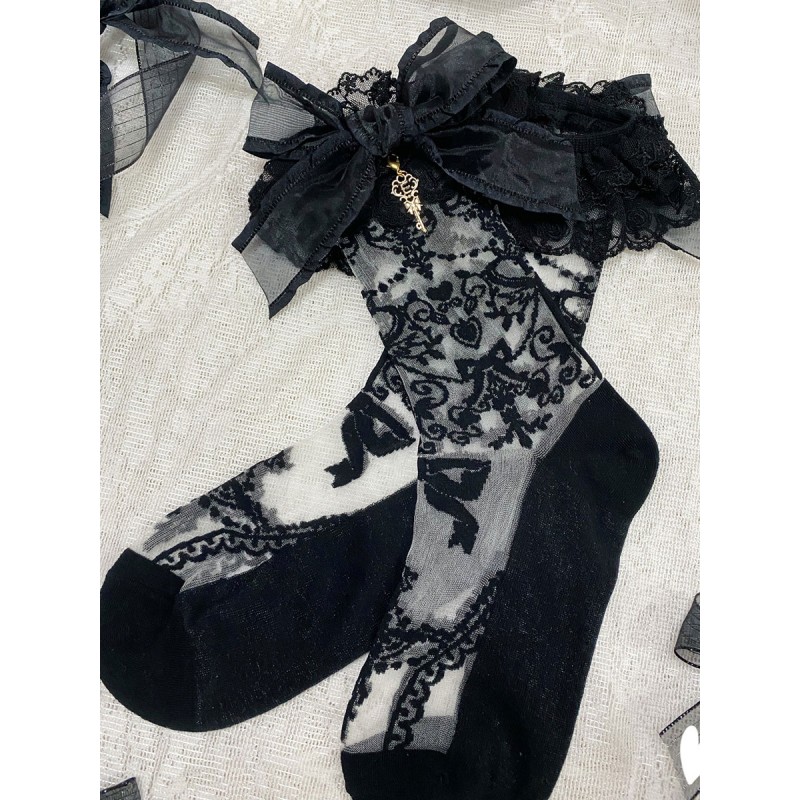 Lolita Stocking Black Lace Accessory Polyester Lace Lolita Socks Steampunk Daily Casual