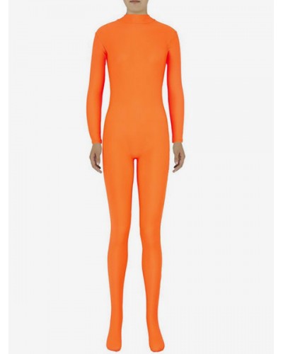 Women Orange Morph Suit Adults Bodysuit Lycra Spandex Catsuit For