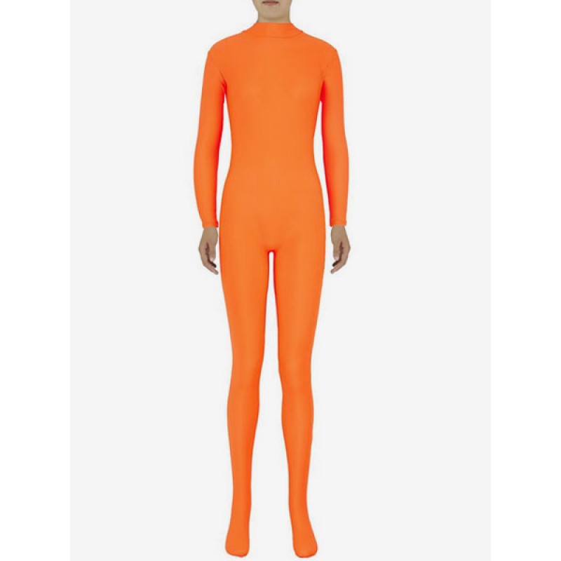 Women Orange Morph Suit Adults Bodysuit Lycra Spandex Catsuit For