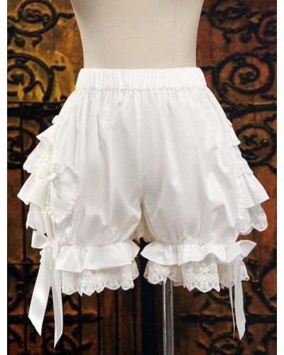 Lolita Bloomers Layered Ruffles Lace Trim Bow Ribbon