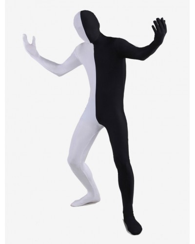 Unisex Morph Suit Black And White Two Tone Lycra Spandex Zentai Suit Full Body Suit