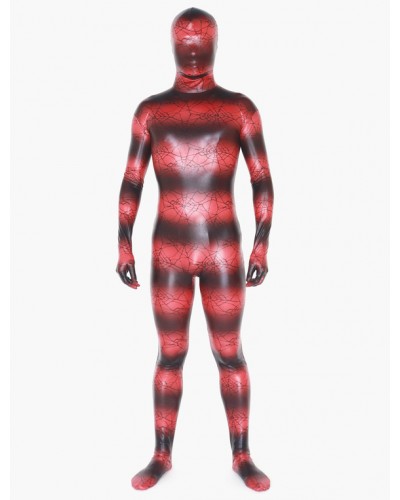 Unisex Red Shiny Metallic Zentai Suit Monster Full Bodysuit Costume Halloween