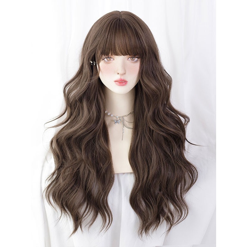 Lolita Wig Long Tousled Heat-resistant Fiber Deep Brown Lolita Accessories Sweet Daily Casual Tea Party