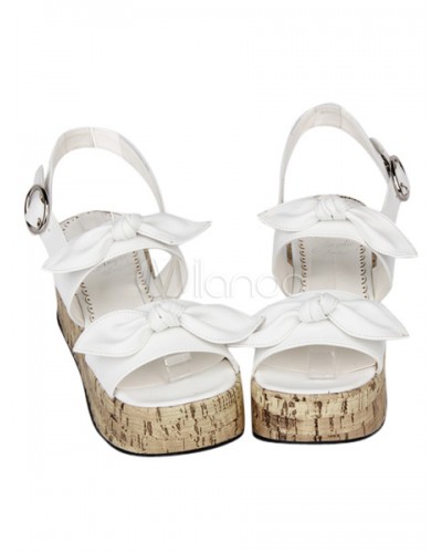 Lovely Bows Open Toe Leather Lolita Sandals