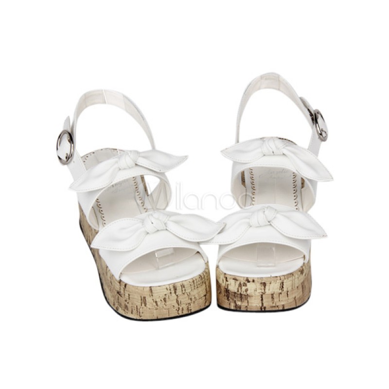 Lovely Bows Open Toe Leather Lolita Sandals