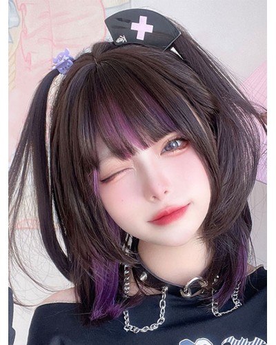 Style Lolita Wigs Black Short Heat-resistant Fiber Lolita Accessories Sweet Harajuku Fashion ROCOCO Daily Casual Tea Party