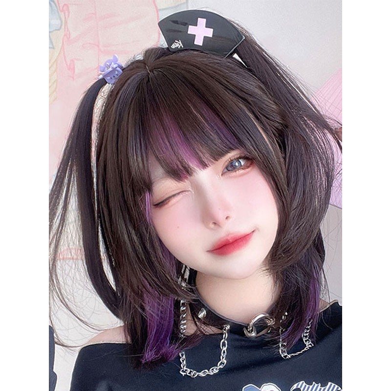 Style Lolita Wigs Black Short Heat-resistant Fiber Lolita Accessories Sweet Harajuku Fashion ROCOCO Daily Casual Tea Party