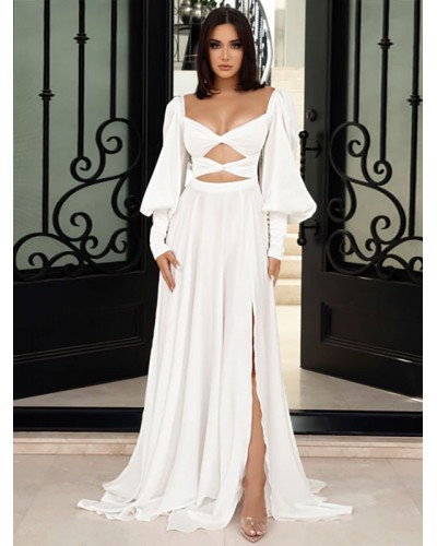 Women Birthday Dress Long Sleeves Sexy Long Dress Maxi Fall