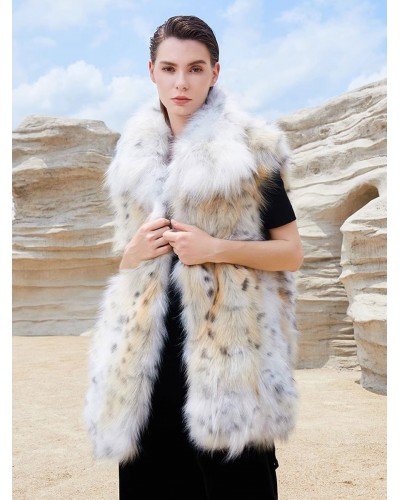 Faux Fur Coats For Women Sleeveless Animal Print Oversized Winter Coat Faux Fur Coat