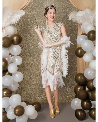 1920s Fashion Style Flapper Dress Great Gatsby Dress For Women's Black Sequined Tassels Bead Dress 20s Party Outfits Short Dress Carnival Mardi Gras Halloween