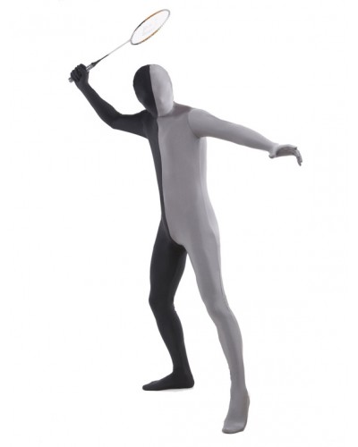 Unisex Morph Suit Black And Grey Lycra Spandex Fabric Zentai Suit Full Body Suit