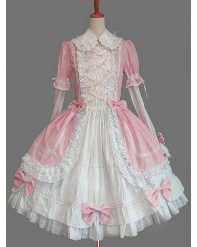 Classic Lolita OP Dress Pink Ruffles Lolita One Piece Dresses Classic  Traditional Spring Summer Daily Casual