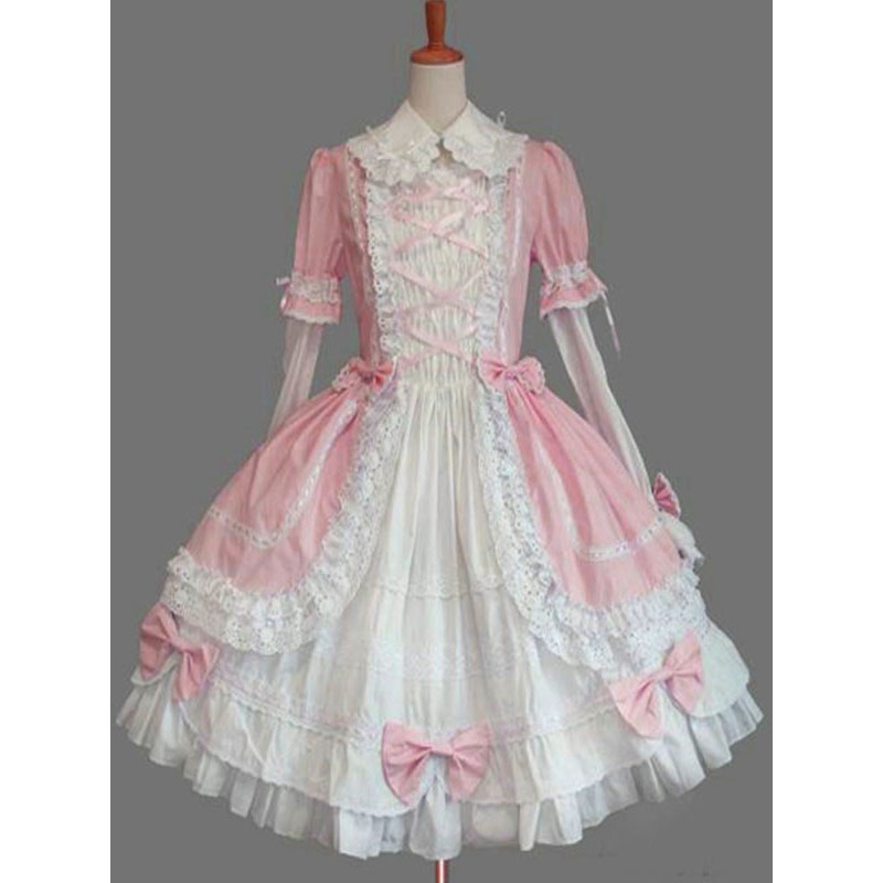 Classic Lolita OP Dress Pink Ruffles Lolita One Piece Dresses Classic  Traditional Spring Summer Daily Casual