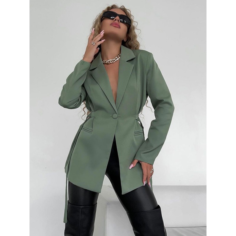 Women Blazer Jacket Turndown Collar Long Sleeves Outerwear Tailored Jacket Spring Fall Street Wear Daily Casual