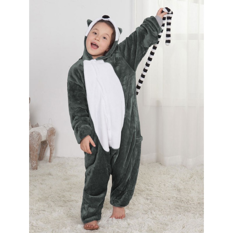 Unisex Onesie Red Panda Racoon Kigurumi Pajamas Kids Black For Kids Sleepwear Mascot Animal Halloween Costume Onesie Pajamas Sets Fall Winter