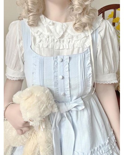 Lolita Blouses Lolita Top White Short Sleeves Ruffles Lolita Shirt Sweet Spring Summer Fall