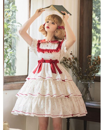 Sweet Lolita Dress Polyester Short Sleeves Dress