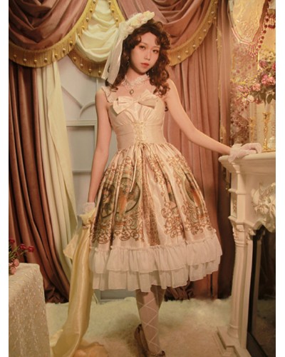 Sweet Lolita JSK Dress Polyester Sleeveless Ruffles Sweet Dress Lolita Jumper Dress