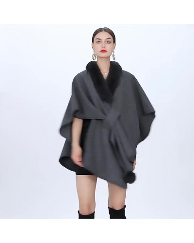 Women Cloak Cape Faux Fur Shawl Wraps Fall Outerwear Casual Street Wear Office  Career