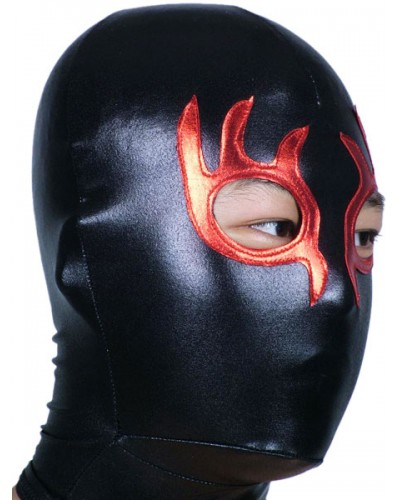 Unisex Halloween Black And Red Open Eye Shiny Metallic Hood Halloween