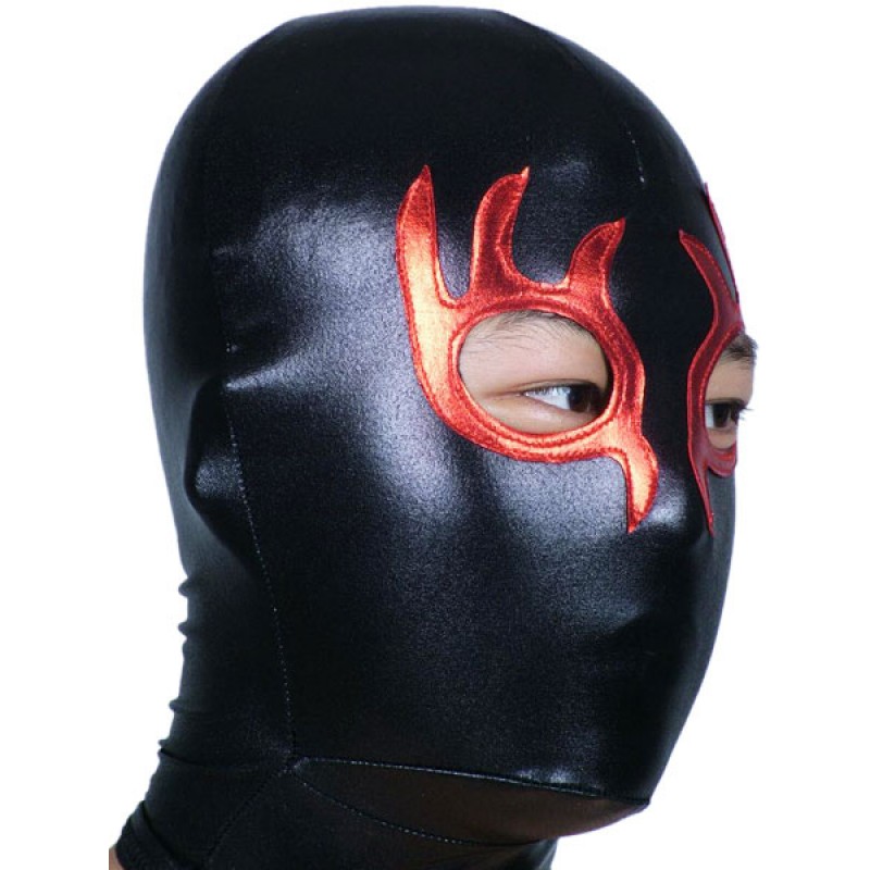 Unisex Halloween Black And Red Open Eye Shiny Metallic Hood Halloween