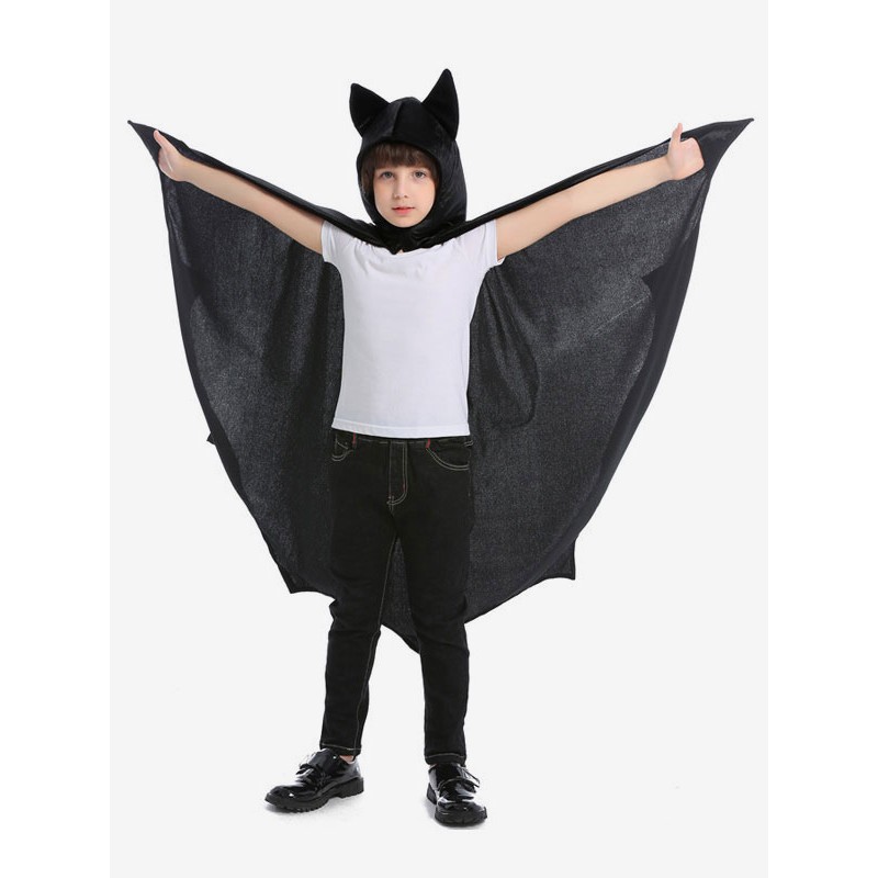 Kids Carnival Costumes Black Bat Polyester Cloak Costumes Wears Mardi Gras Halloween