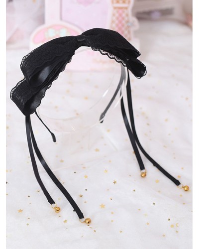 Sweet Lolita Hair Clasp Bow Lace Bell Black Lolita Hair Accessory