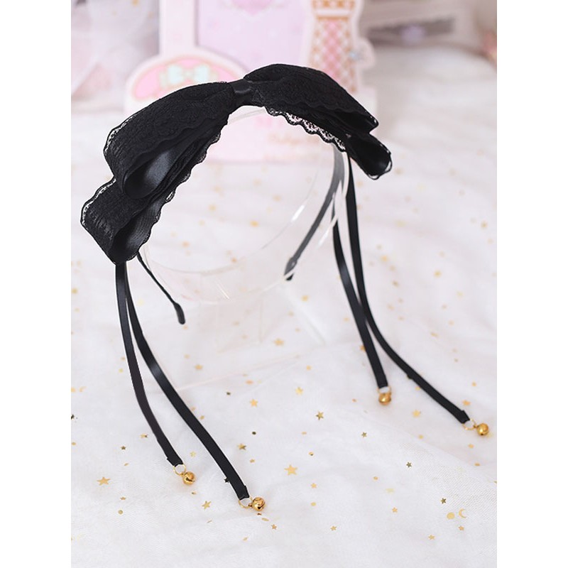 Sweet Lolita Hair Clasp Bow Lace Bell Black Lolita Hair Accessory