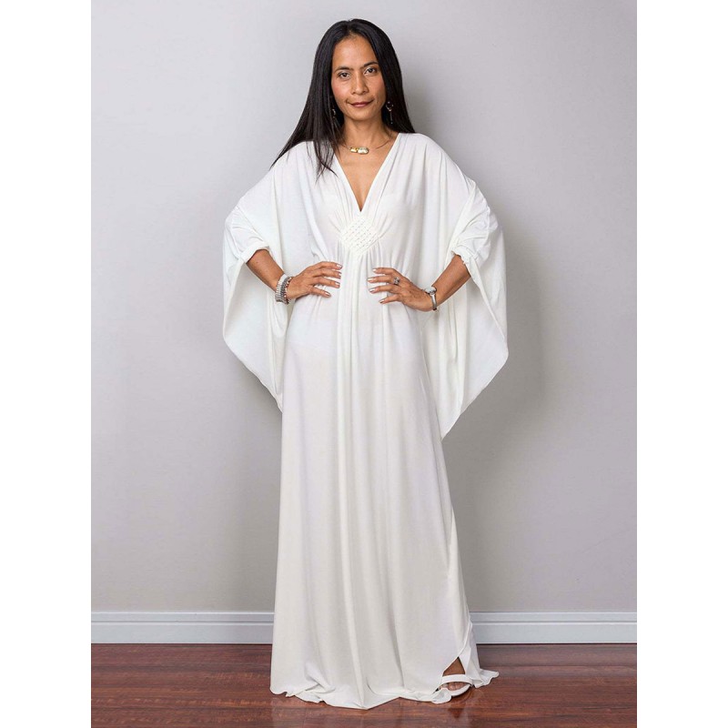 Summer Dress V-Neck Oversized White Long Dress Maxi Beach Resort Wear