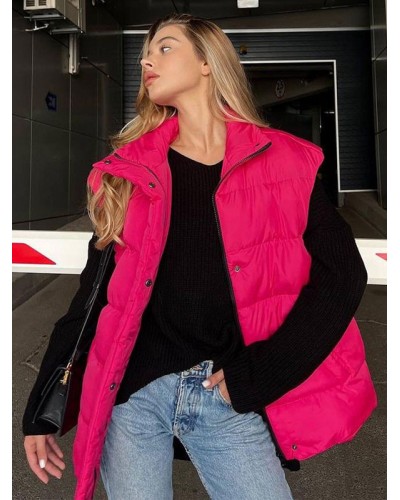 Women Puffer Vest Zipper Sleeveless Outerwear Quilted Coat Fall Winter Street Wear Daily Casual Field