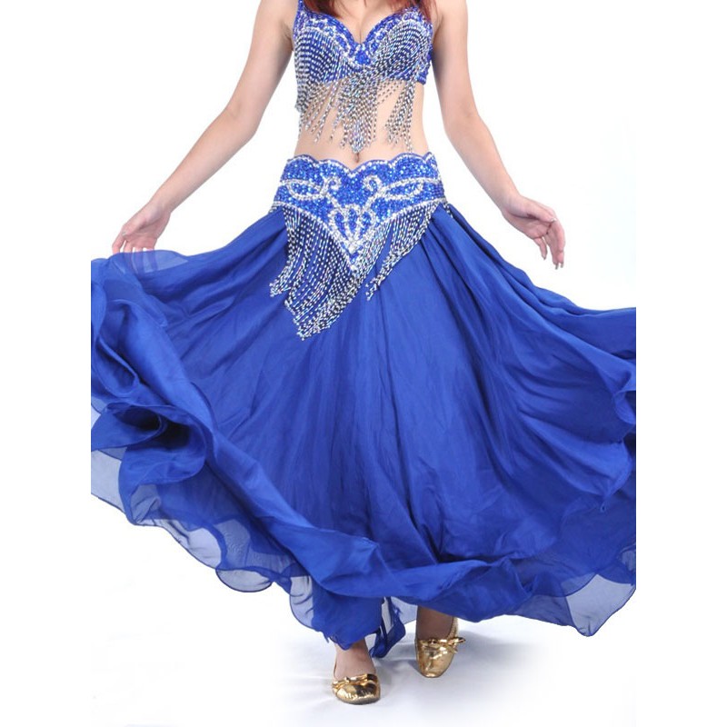 Belly Dance Long Skirt Ruffle Layered Women Dancing Wear Belly Dancing