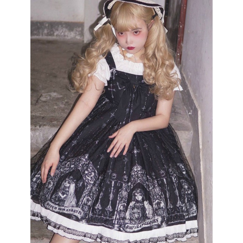 Gothic Lolita Dresses Bows Ruffles Black Black