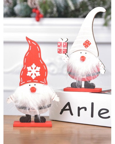 Christmas Holiday Decorations Assembled Wooden Painted Santa Claus Ornaments Children's Christmas Gifts Window Decoration Accessories