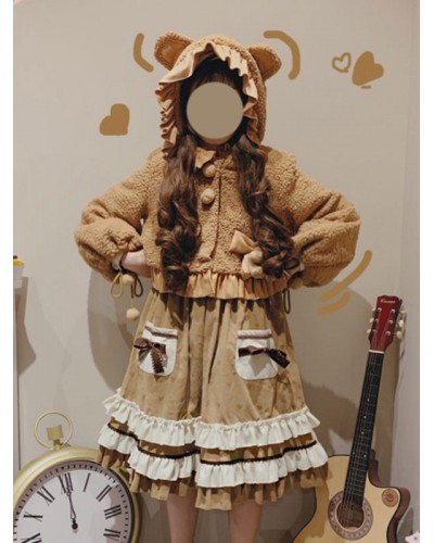 Lolita S Coffee Brown Polyester Overcoat Winter Lolita Outwears Coat Sweet Daily Casual Tea Party