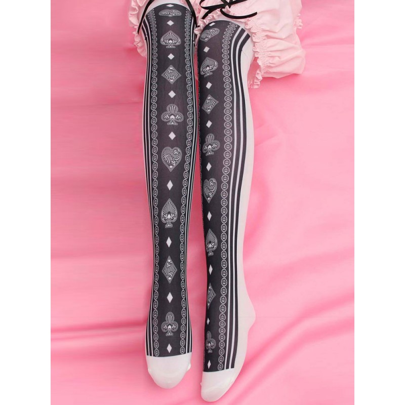 Sweet Lolita Stocking Black Stripe Printed Lolita Socks Daily Casual