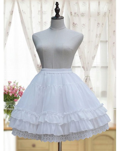 White Lolita Petticoat Neverland Ruffles Frills Layered Chiffon Lolita Crinoline Bottoms Classic  Traditional Daily Casual Tea Party